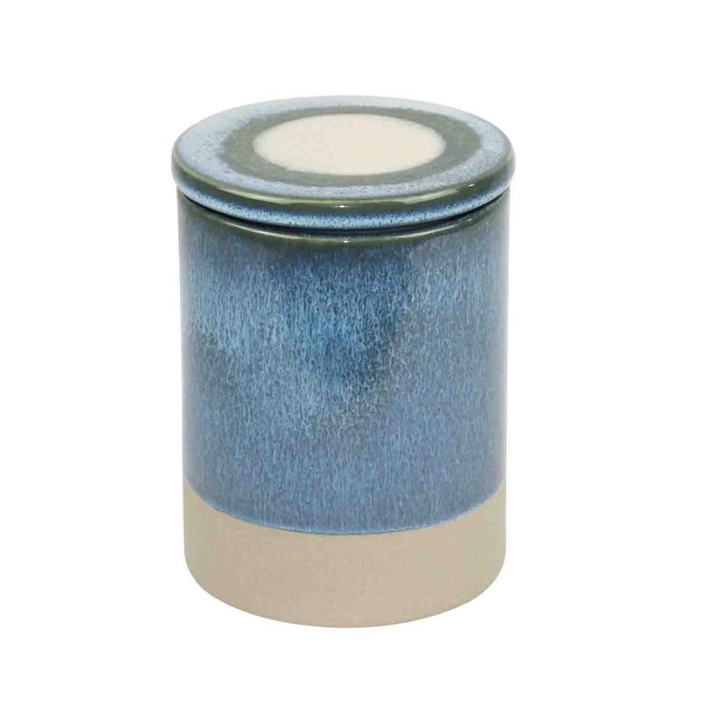 NWT Sagebrook Home Decorative Ceramic Covered Jar Textured Piece Blue $60 SH12